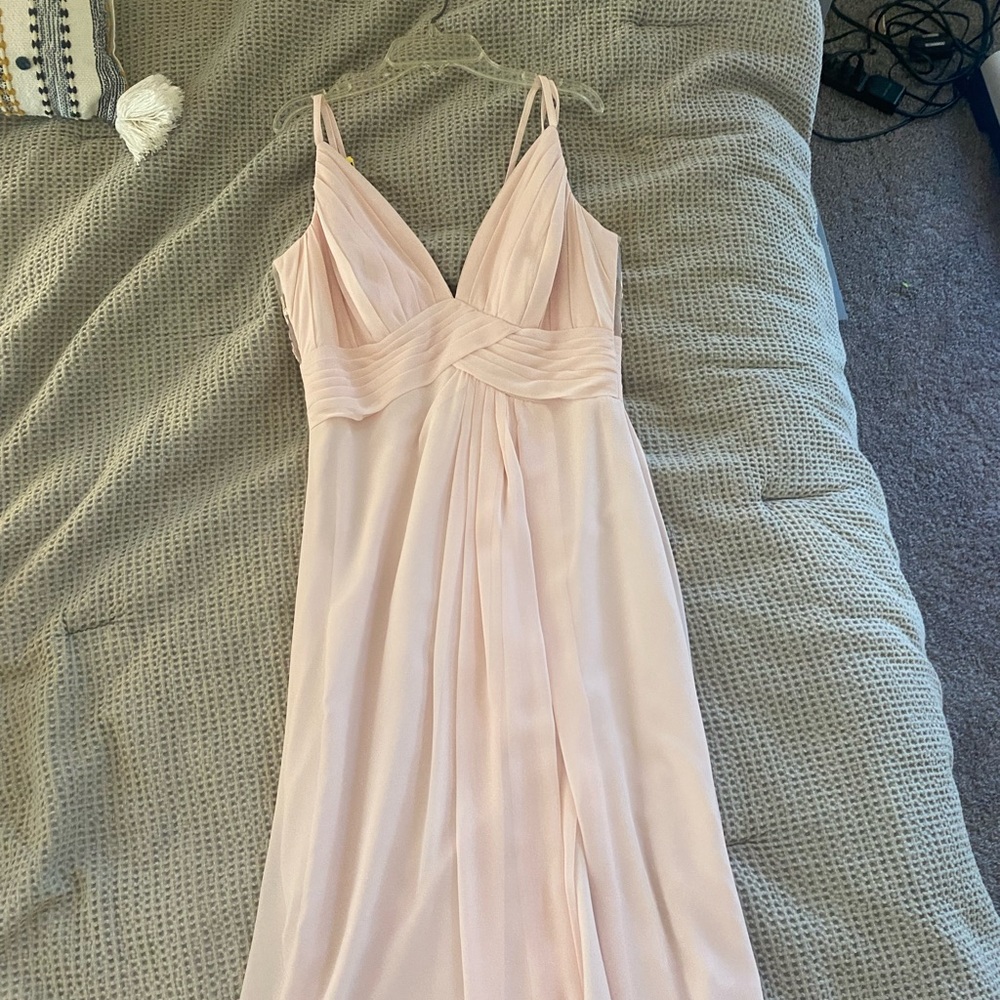 Azazie Bridesmaid Dress - Maren Allure - blush pink - size 8